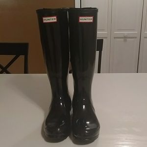 Hunter Back Adjustable Rain Boots - Glossy Black
